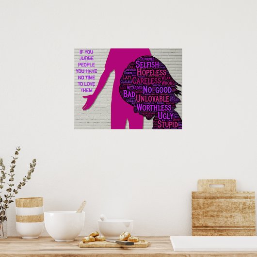 Wenn man Menschen beurteilt, inspirierendes Zitat- Poster (Küche)