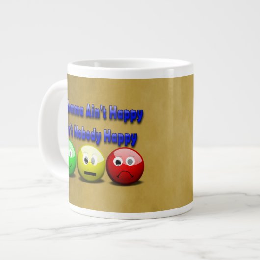 Wenn Momma nicht glücklich Sprichwort mit Emojis Jumbo-Tasse (Vorderseite Links)