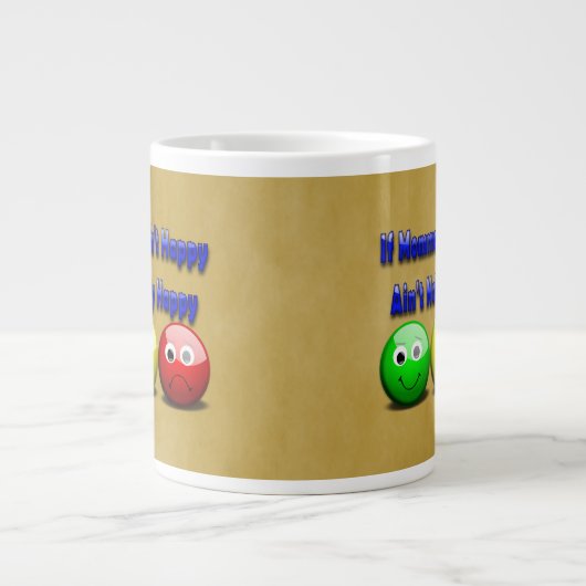 Wenn Momma nicht glücklich Sprichwort mit Emojis Jumbo-Tasse (Vorderseite)