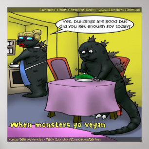 Wenn Monster vegan werden Lustiges Poster