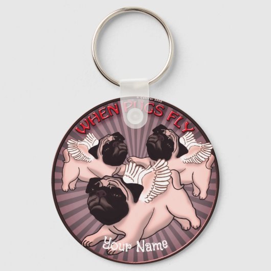 Wenn Möpsen fliegen Schlüsselanhänger (Vorderseite)