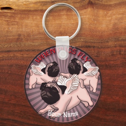Wenn Möpsen fliegen Schlüsselanhänger (Vorderseite)