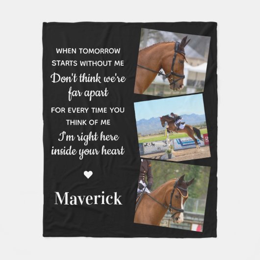 Wenn morgen ohne mich beginnt Pet Memorial Pferd Fleecedecke (Vorderseite)