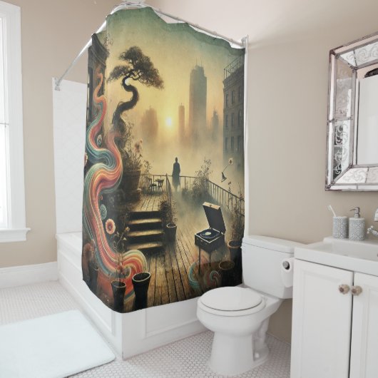 🎵, wenn Musik an Sie erinnert - Surrealist Duschvorhang (Beispiel)