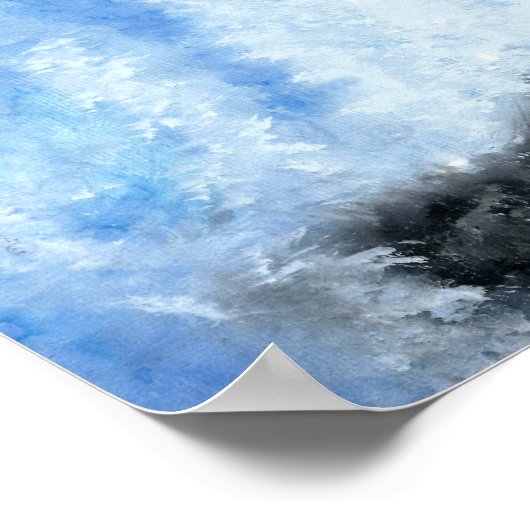 Wenn Ozeanwellen auf das Ufer abstürzen Poster (Ecke)