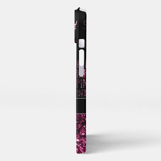 Wenn parkly Pink ich es Schwarzes Muster Monogram  iPhone Hülle (Linke Seite)
