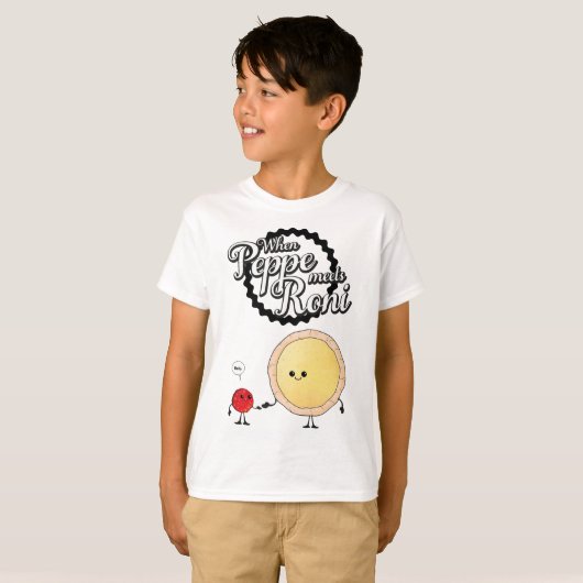 Wenn Peppe trifft Roni - Funny Pepperoni Pizza T-Shirt (Vorne ganz)