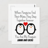 Wenn Pinguine ihren Mate finden, Bleibe sie zusamm Postkarte (Vorne/Hinten)