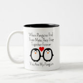 Wenn Pinguine ihren Partner finden, Bleibe sie zus Zweifarbige Tasse (Links)
