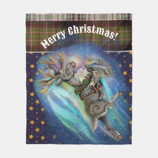 Wenn Rentier Fliegen Fleecedecke (Vorderseite)