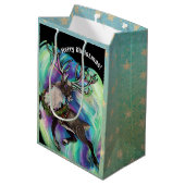 Wenn Rentier Fliegen Mittlere Geschenktüte (Rückseite Schrägansicht)