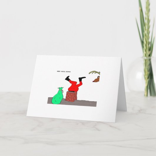 Wenn Sankt trinkt ("Kamin") Feiertagskarte (Vorderseite)
