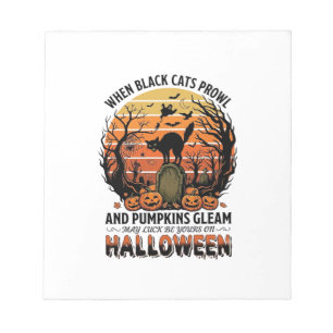 Wenn schwarze Katzen an Halloween Katze Grabstein  Notizblock