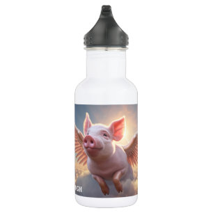 Wenn Schweine benutzerdefinierte Monogramm fliegen Edelstahlflasche