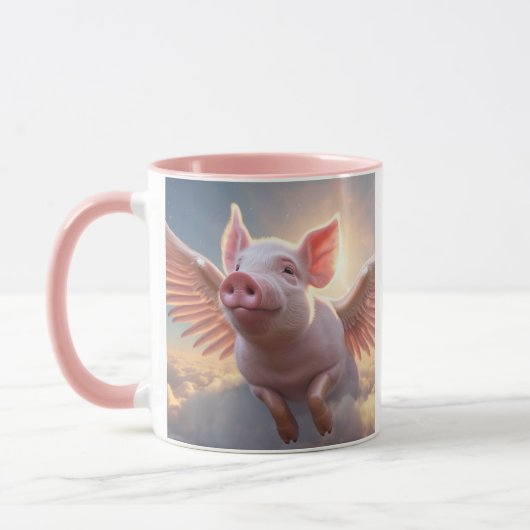 Wenn Schweine benutzerdefinierte Monogramm fliegen Tasse (Links)