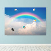 Wenn Schweine Fliegen 2 gesteppte Leinwand drucken (Insitu (Holzboden))