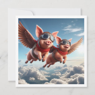Wenn Schweine fliegen! Einladung mit fliegenden Sc