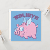 Wenn Schweine Fliegen glauben Sie das Unmögliche Karte (Vorderseite/Rückseite Beispiel)