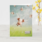 Wenn Schweine fliegen - glauben Sie Karte (Gelbe Blume)