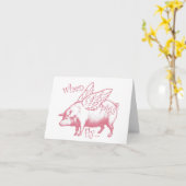 Wenn Schweine fliegen, Grußkarte Karte (Gelbe Blume)