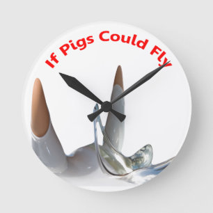 Wenn Schweine fliegen könnten Runde Wanduhr