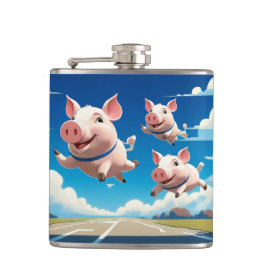 Wenn Schweine Fliegen Lustige Geflügelte Schweine Flachmann