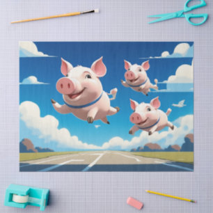 Wenn Schweine Fliegen Lustige Geflügelte Schweine Seidenpapier
