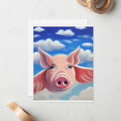 Wenn Schweine fliegen Mitteilungskarte (Vorderseite/Rückseite Beispiel)