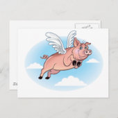 Wenn Schweine fliegen, passiert Spaß Postkarte (Vorne/Hinten)