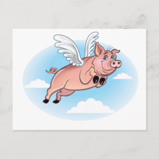 Wenn Schweine fliegen, passiert Spaß Postkarte