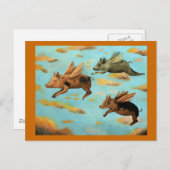 Wenn Schweine fliegen Postkarte (Vorne/Hinten)