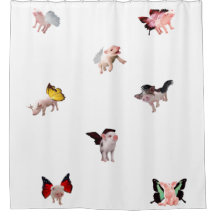 Wenn Schweine Fliegenduschvorhang