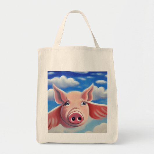 Wenn Schweine Fly Grocery Tasche (Vorne)