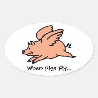 Wenn Schweine Fly Oval Sticker