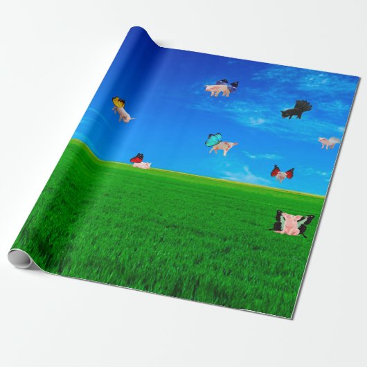 Wenn Schweine Fly Wrapping Papier Geschenkpapier (Ungerollt)
