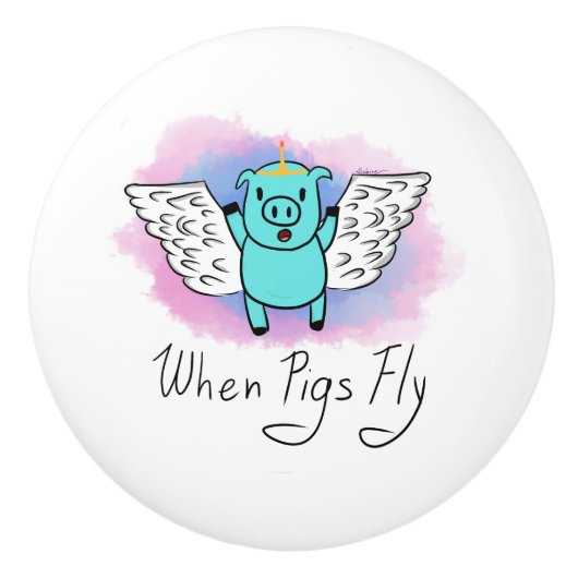 Wenn Schweine Keramik-Griff fliegen Keramikknauf (Vorderseite)