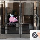 Wenn Schweine mit Text fliegen Fensteraufkleber (Büro Tür)