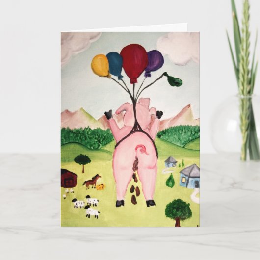 Wenn Schweine neue JOB-Karte der Glückwünsche Karte (Vorderseite)