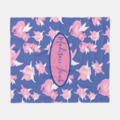 Wenn Schweine niedlich rosa blau fliegen Fleecedecke (Vorderseite (Horizontal))