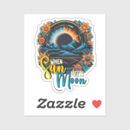 Wenn sich die Sonne auf den Mond trifft, blühende Aufkleber