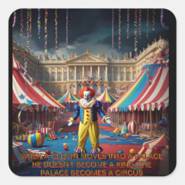 Wenn sich ein Clown in einen Palast begibt... Quadratischer Aufkleber