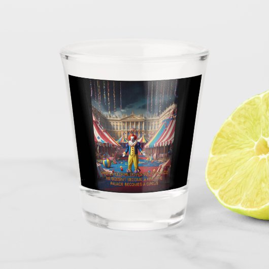 Wenn sich ein Clown in einen Palast begibt... Schnapsglas (Vorderseite)