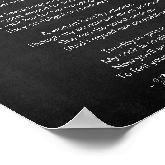 Wenn sie alles Gedicht Schwarz und Weiß bedeuten Poster (Ecke)