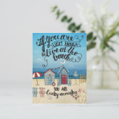 Wenn Sie das Glück haben, am Strand zu leben Postkarte (Stehend Vorderseite)