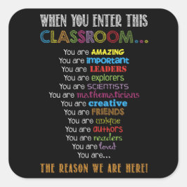 Wenn Sie diesen Klassenzimmer wieder zur Schule ge Quadratischer Aufkleber
