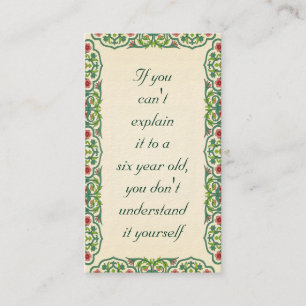 Wenn Sie es nicht sechs Jährigen erklären könne Visitenkarte