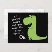 Wenn Sie glücklich sind Clap T Rex Dinosaur Funny Postkarte (Vorne/Hinten)