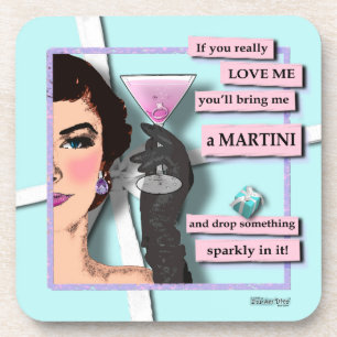 Wenn Sie mich Liebe - Diamant in einem MartiniCork Untersetzer