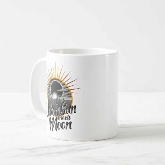 Wenn Sun Mond trifft, Schwarz-weiße Skyline-Eclips Kaffeetasse (Vorderseite Links)