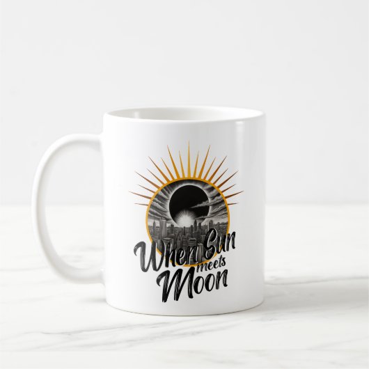 Wenn Sun Mond trifft, Schwarz-weiße Skyline-Eclips Kaffeetasse (Links)